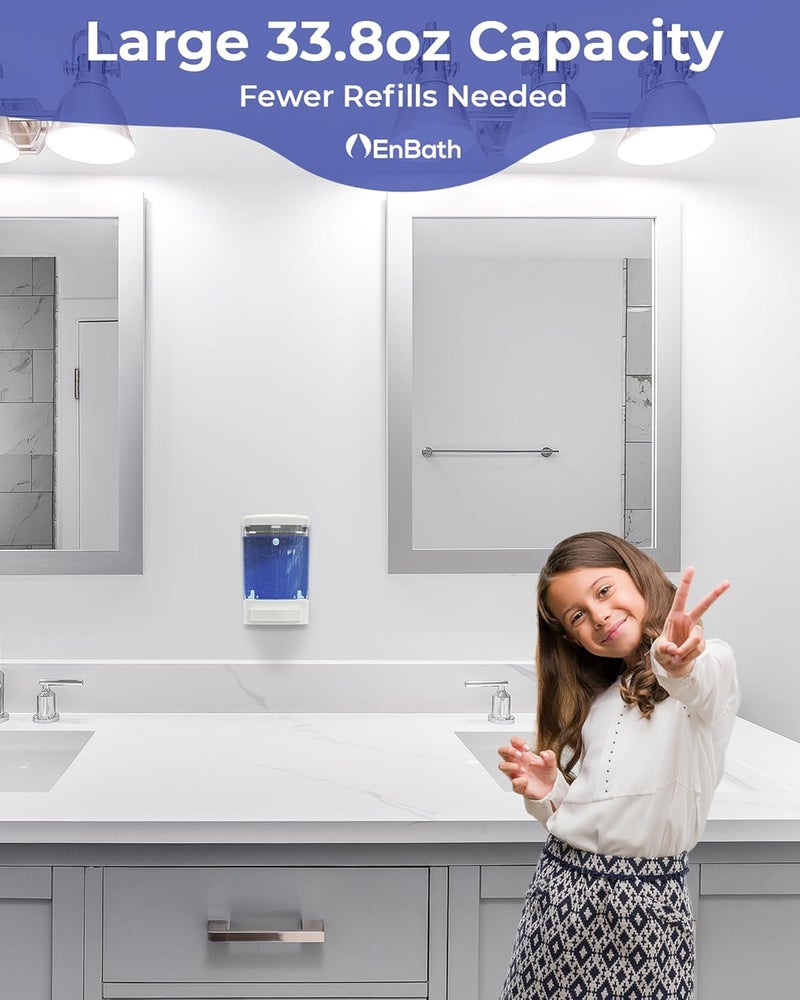 EnBath Commercial Soap Dispenser Wall Mount for Bathroom (2-Pack), Wall Mounted Hand Soap/Sanitizer Dispenser for Home or Business (White), by - Image 3